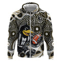 Collingwood Magpies Zip Hoodie Aboriginal Dot Pattern - Football Mascot Heritage Pride