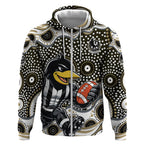 Collingwood Magpies Zip Hoodie Aboriginal Dot Pattern - Football Mascot Heritage Pride