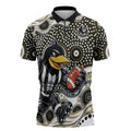 Collingwood Magpies Zipper Polo Shirt Aboriginal Dot Pattern - Football Mascot Heritage Pride