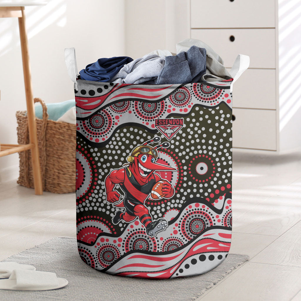 Essendon Bombers Laundry Basket Aboriginal Dot Pattern - Football Mascot Heritage Pride