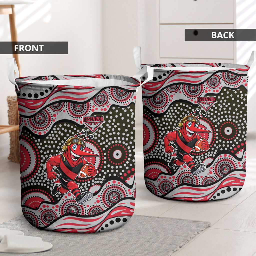 Essendon Bombers Laundry Basket Aboriginal Dot Pattern - Football Mascot Heritage Pride