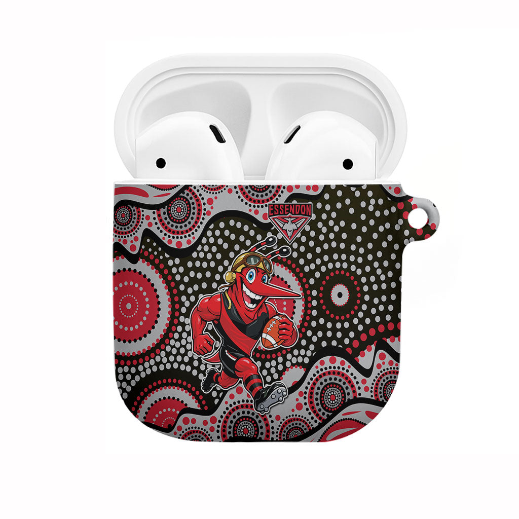 Essendon Bombers AirPods Case Aboriginal Dot Pattern - Football Mascot Heritage Pride