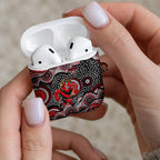 Essendon Bombers AirPods Case Aboriginal Dot Pattern - Football Mascot Heritage Pride