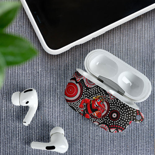 Essendon Bombers AirPods Case Aboriginal Dot Pattern - Football Mascot Heritage Pride