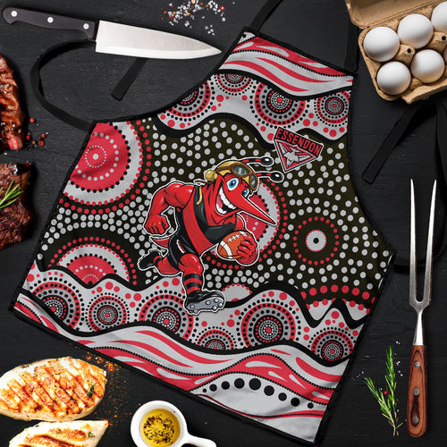 Essendon Bombers Apron Aboriginal Dot Pattern - Football Mascot Heritage Pride