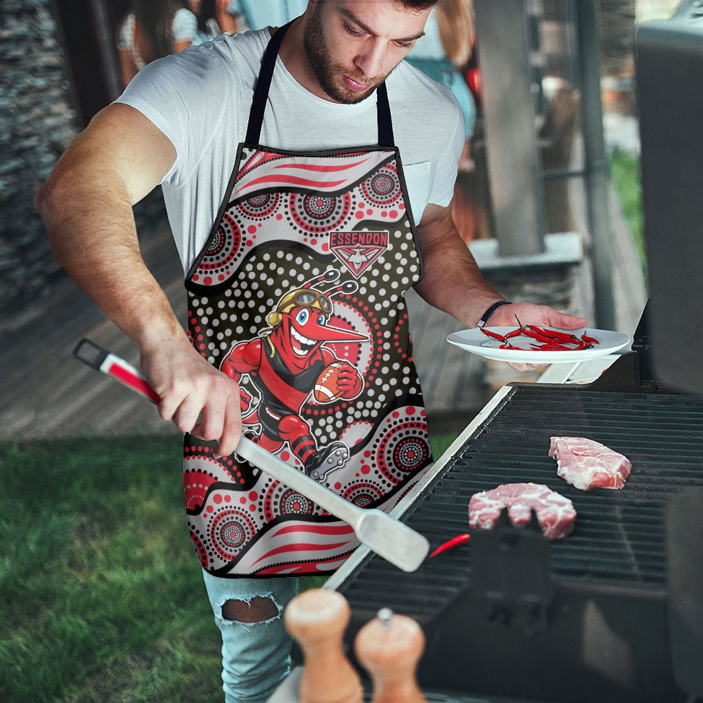 Essendon Bombers Apron Aboriginal Dot Pattern - Football Mascot Heritage Pride