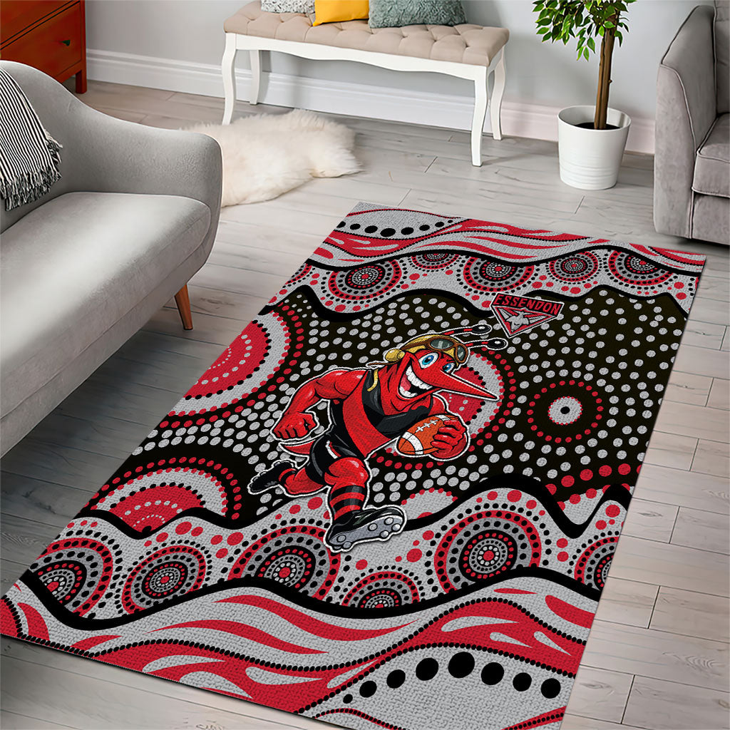 Essendon Bombers Area Rug Aboriginal Dot Pattern - Football Mascot Heritage Pride