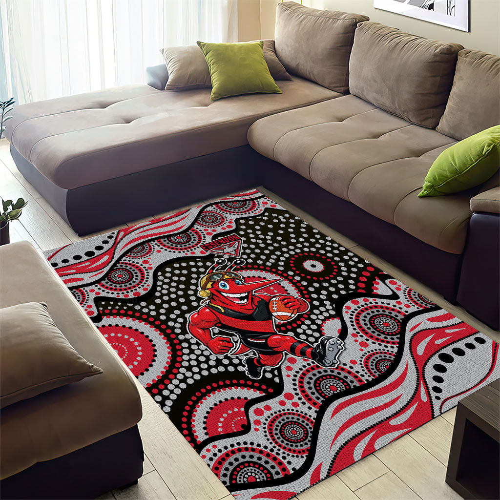Essendon Bombers Area Rug Aboriginal Dot Pattern - Football Mascot Heritage Pride