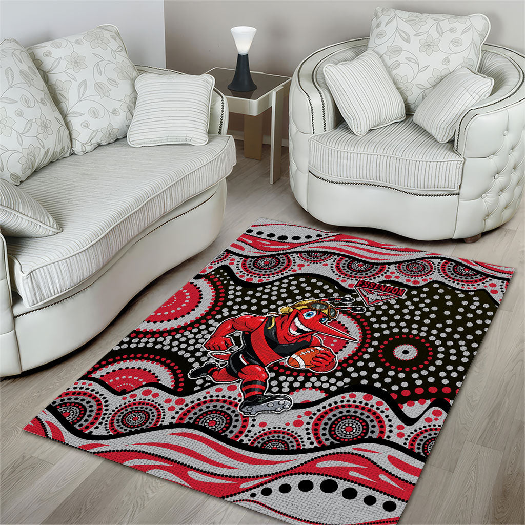 Essendon Bombers Area Rug Aboriginal Dot Pattern - Football Mascot Heritage Pride