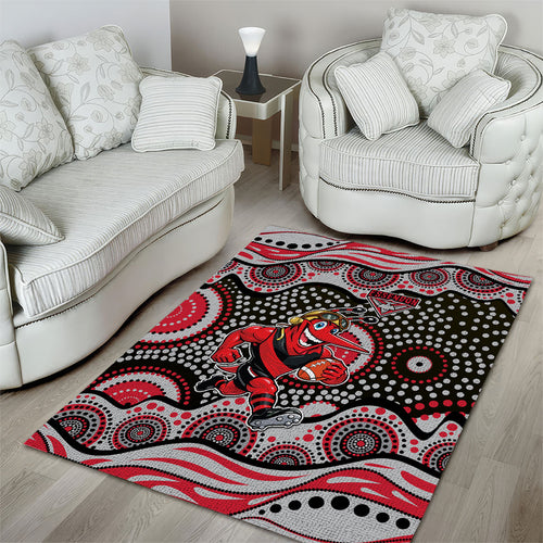 Essendon Bombers Area Rug Aboriginal Dot Pattern - Football Mascot Heritage Pride