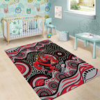 Essendon Bombers Area Rug Aboriginal Dot Pattern - Football Mascot Heritage Pride
