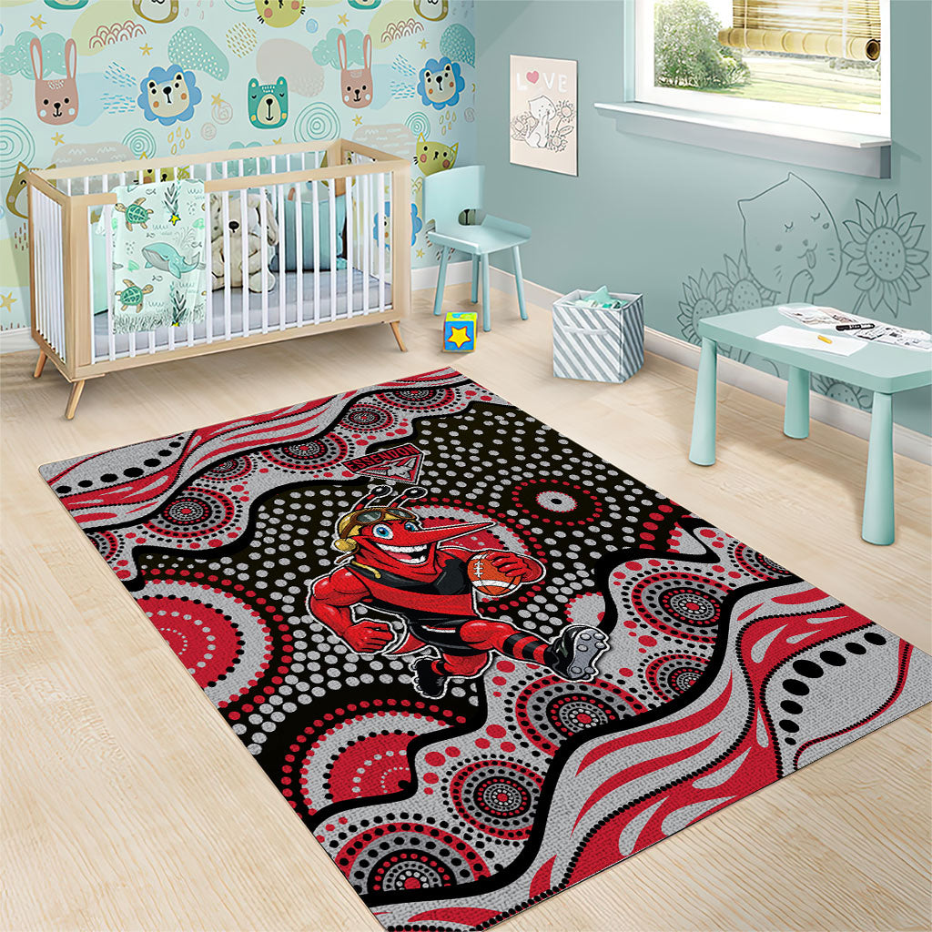 Essendon Bombers Area Rug Aboriginal Dot Pattern - Football Mascot Heritage Pride