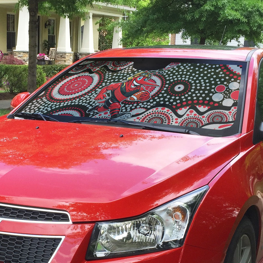 Essendon Bombers Auto Sun Shade Aboriginal Dot Pattern - Football Mascot Heritage Pride