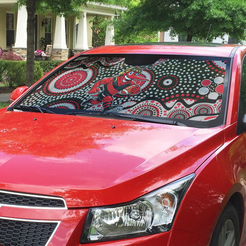 Essendon Bombers Auto Sun Shade Aboriginal Dot Pattern - Football Mascot Heritage Pride