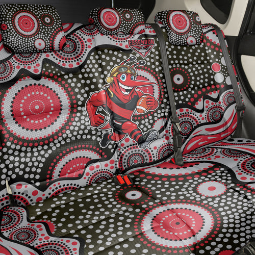 Essendon Bombers Back Car Seat Cover Aboriginal Dot Pattern - Football Mascot Heritage Pride