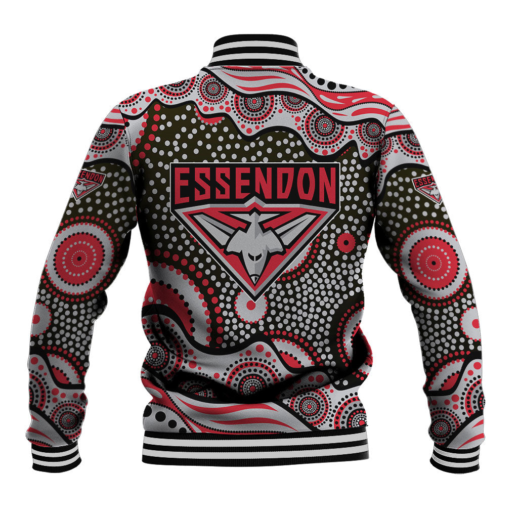 Essendon Bombers Baseball Jacket Aboriginal Dot Pattern - Football Mascot Heritage Pride