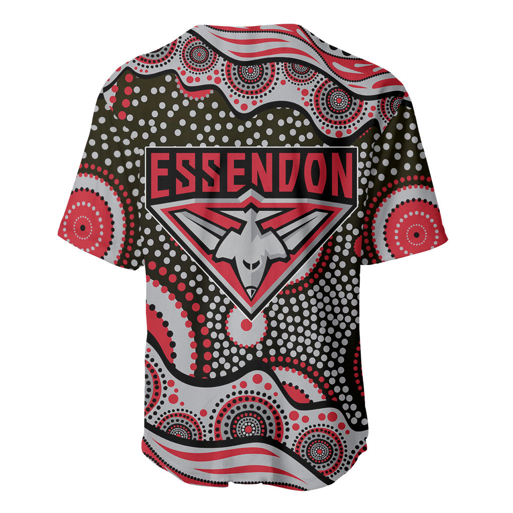 Essendon Bombers Baseball Jersey Aboriginal Dot Pattern - Football Mascot Heritage Pride