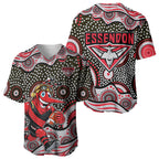 Essendon Bombers Baseball Jersey Aboriginal Dot Pattern - Football Mascot Heritage Pride