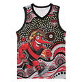 Essendon Bombers Basketball Jersey Aboriginal Dot Pattern - Football Mascot Heritage Pride