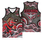 Essendon Bombers Basketball Jersey Aboriginal Dot Pattern - Football Mascot Heritage Pride