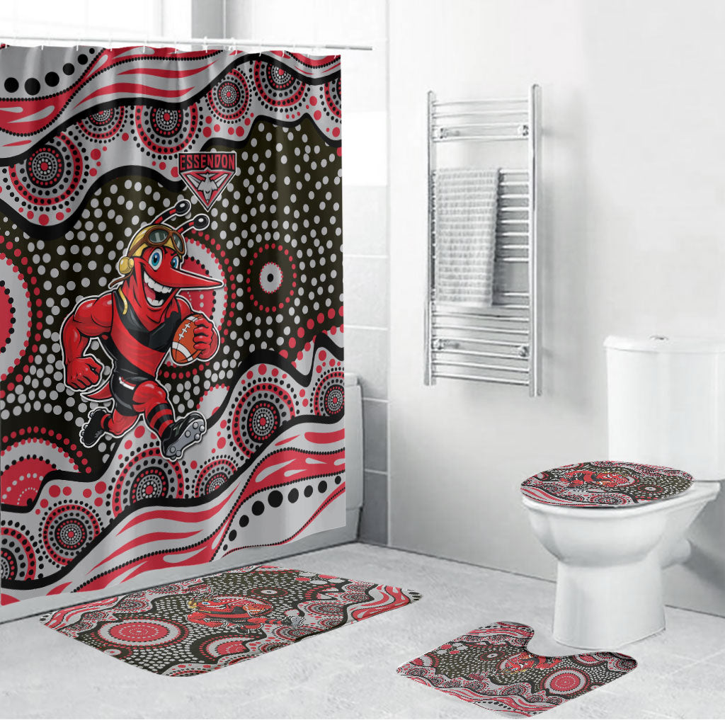 Essendon Bombers Bathroom Set Aboriginal Dot Pattern - Football Mascot Heritage Pride