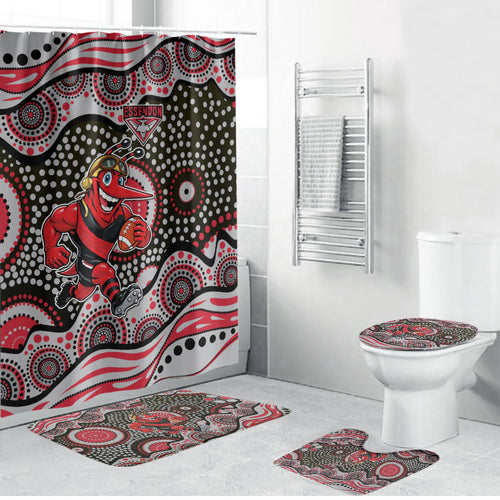 Essendon Bombers Bathroom Set Aboriginal Dot Pattern - Football Mascot Heritage Pride