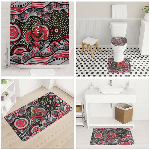 Essendon Bombers Bathroom Set Aboriginal Dot Pattern - Football Mascot Heritage Pride
