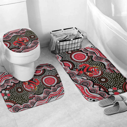 Essendon Bombers Bathroom Set Aboriginal Dot Pattern - Football Mascot Heritage Pride