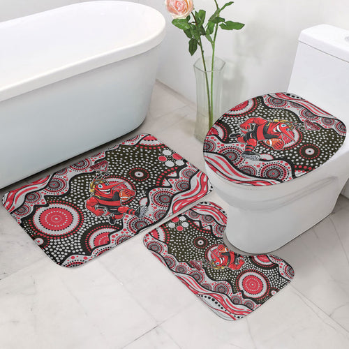 Essendon Bombers Bathroom Set Aboriginal Dot Pattern - Football Mascot Heritage Pride