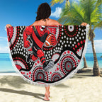 Essendon Bombers Beach Blanket Aboriginal Dot Pattern - Football Mascot Heritage Pride