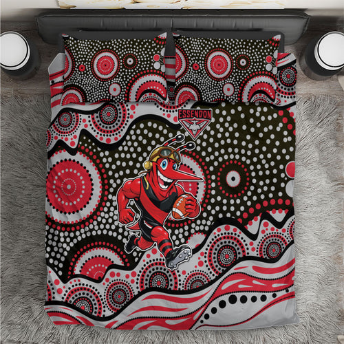 Essendon Bombers Bedding Set Aboriginal Dot Pattern - Football Mascot Heritage Pride