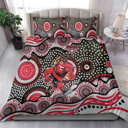 Essendon Bombers Bedding Set Aboriginal Dot Pattern - Football Mascot Heritage Pride