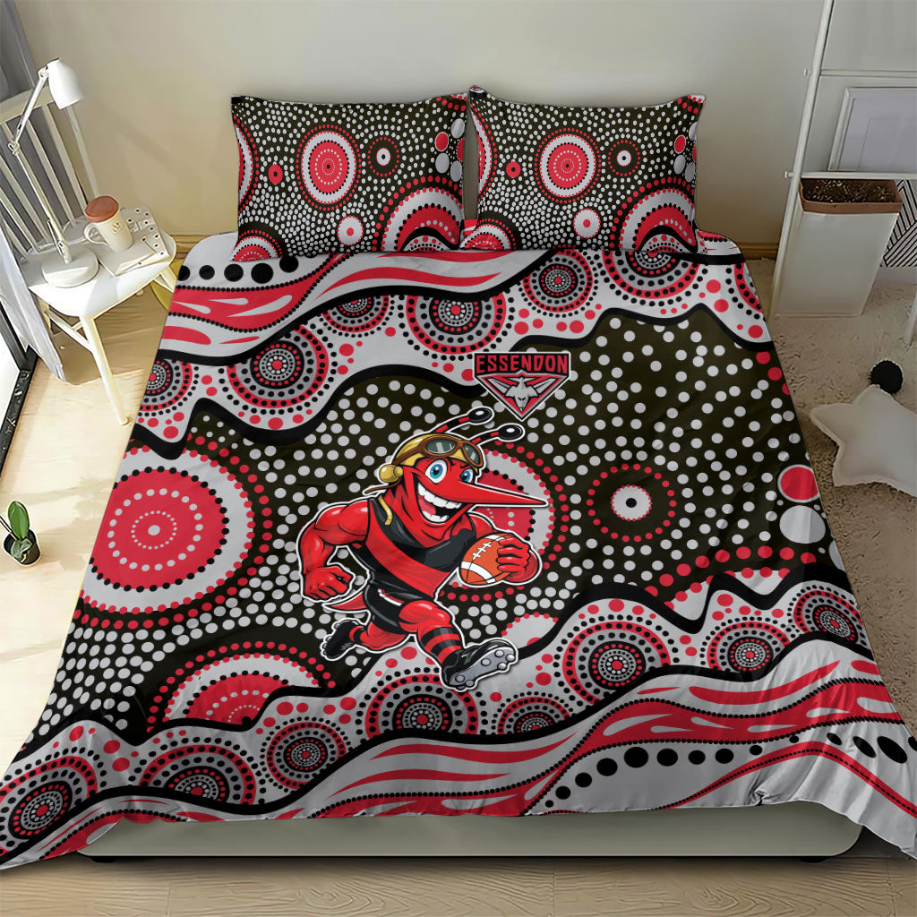 Essendon Bombers Bedding Set Aboriginal Dot Pattern - Football Mascot Heritage Pride