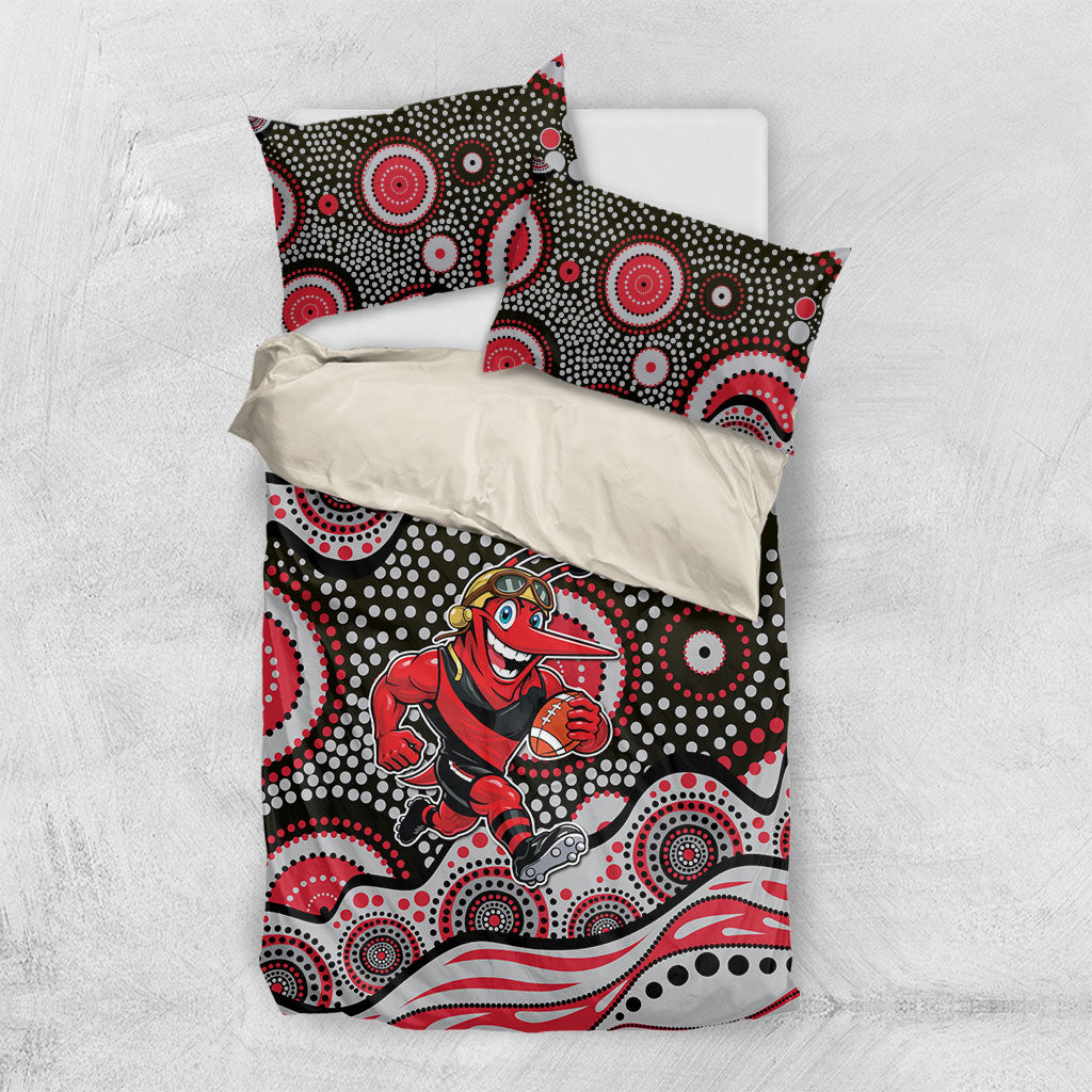 Essendon Bombers Bedding Set Aboriginal Dot Pattern - Football Mascot Heritage Pride