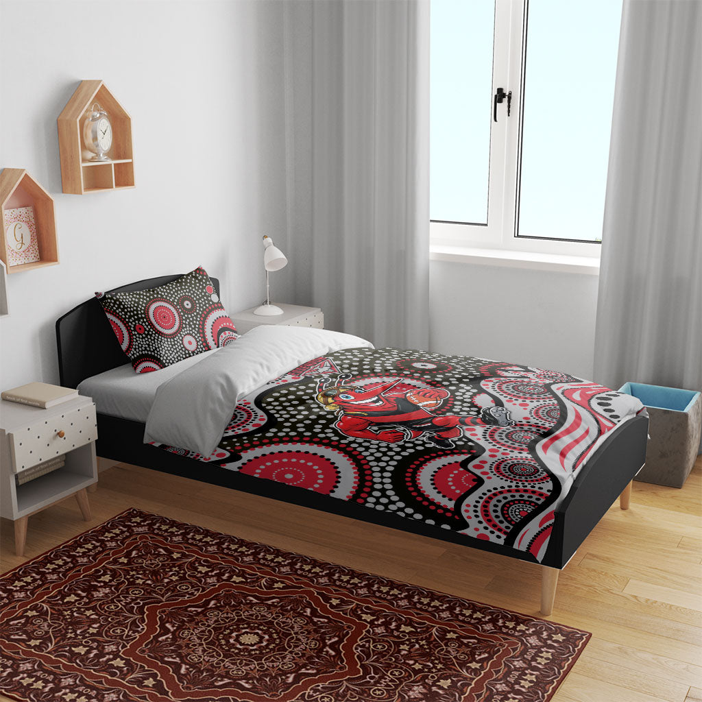 Essendon Bombers Bedding Set Aboriginal Dot Pattern - Football Mascot Heritage Pride