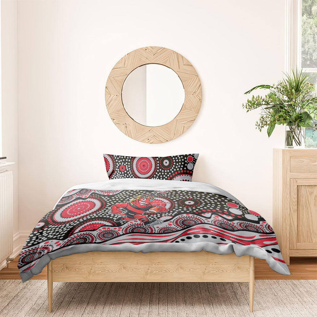 Essendon Bombers Bedding Set Aboriginal Dot Pattern - Football Mascot Heritage Pride