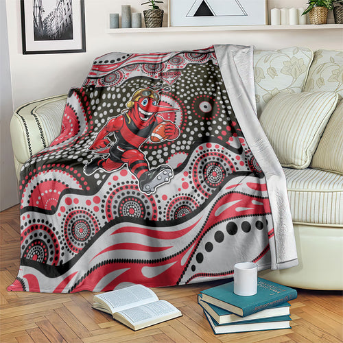 Essendon Bombers Blanket Aboriginal Dot Pattern - Football Mascot Heritage Pride