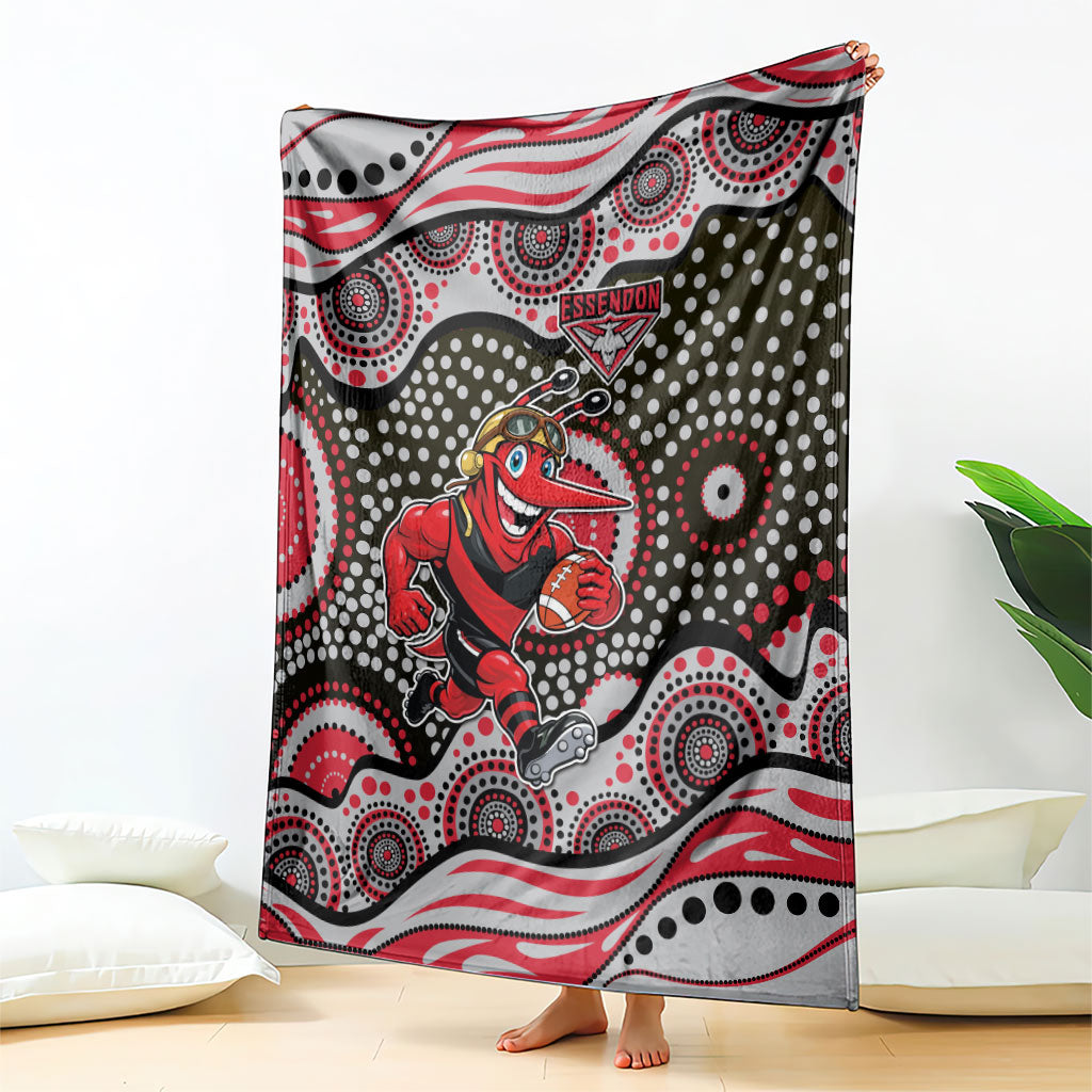 Essendon Bombers Blanket Aboriginal Dot Pattern - Football Mascot Heritage Pride
