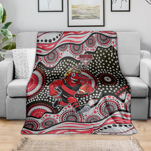 Essendon Bombers Blanket Aboriginal Dot Pattern - Football Mascot Heritage Pride