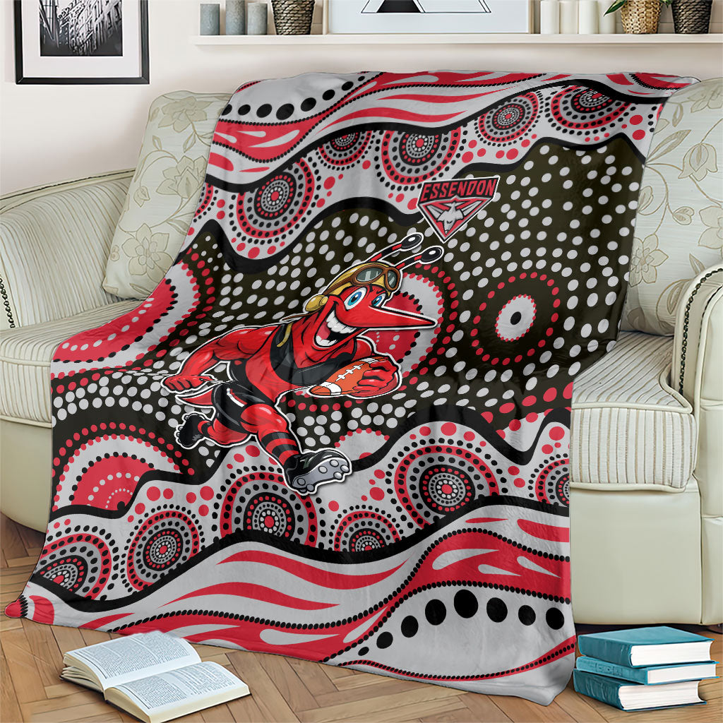 Essendon Bombers Blanket Aboriginal Dot Pattern - Football Mascot Heritage Pride