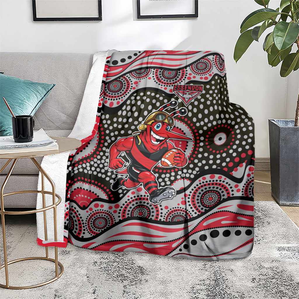 Essendon Bombers Blanket Aboriginal Dot Pattern - Football Mascot Heritage Pride
