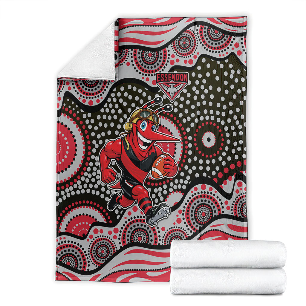 Essendon Bombers Blanket Aboriginal Dot Pattern - Football Mascot Heritage Pride