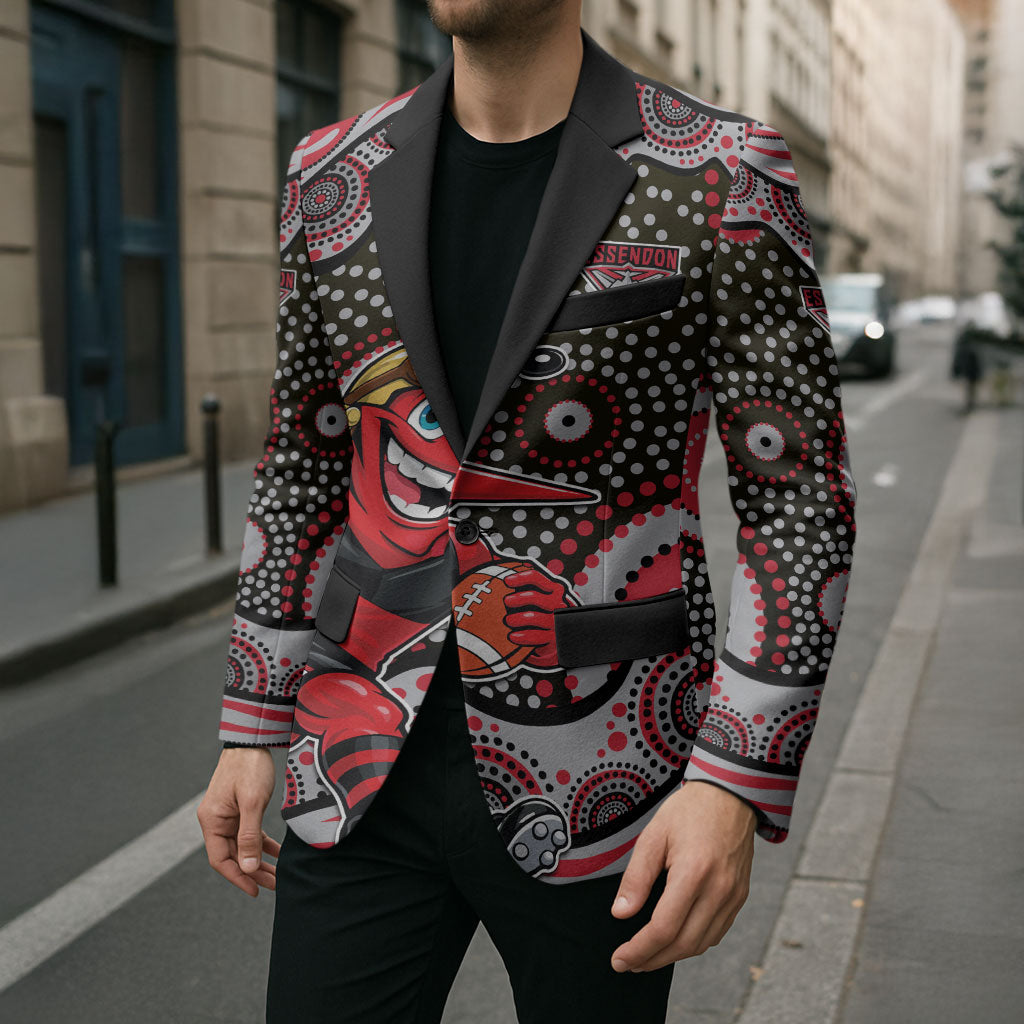 Essendon Bombers Blazer Aboriginal Dot Pattern - Football Mascot Heritage Pride