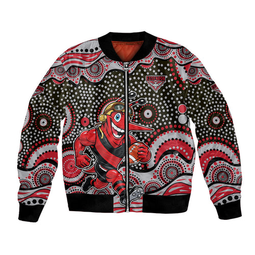 Essendon Bombers Bomber Jacket Aboriginal Dot Pattern - Football Mascot Heritage Pride