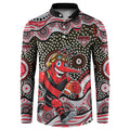 Essendon Bombers Button Sweatshirt Aboriginal Dot Pattern - Football Mascot Heritage Pride