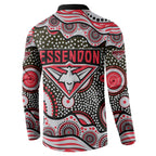 Essendon Bombers Button Sweatshirt Aboriginal Dot Pattern - Football Mascot Heritage Pride