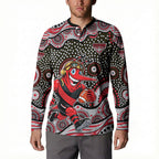 Essendon Bombers Button Sweatshirt Aboriginal Dot Pattern - Football Mascot Heritage Pride