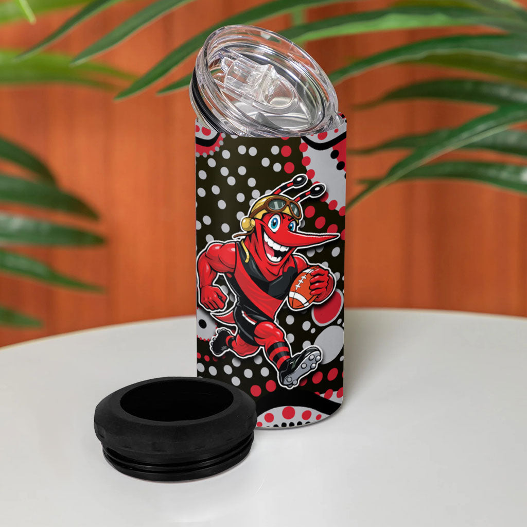 Essendon Bombers 4 in 1 Can Cooler Tumbler Aboriginal Dot Pattern - Football Mascot Heritage Pride