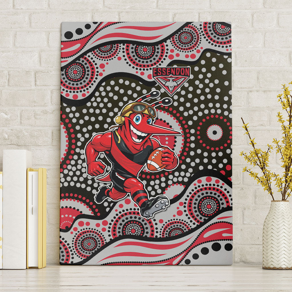 Essendon Bombers Canvas Wall Art Aboriginal Dot Pattern - Football Mascot Heritage Pride