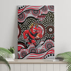 Essendon Bombers Canvas Wall Art Aboriginal Dot Pattern - Football Mascot Heritage Pride